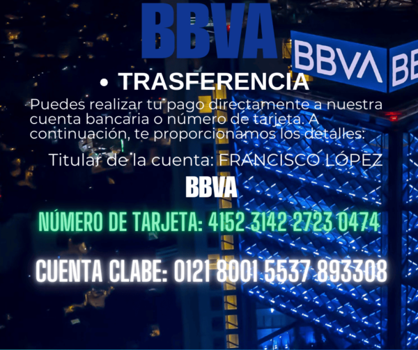 Recargar saldo por transferencia o depósito BBVA MEXICO